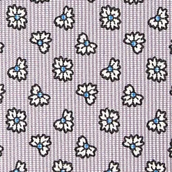 CRAVATTA SARTORIALE CLASSICA IN SETA GRIGIO CHIARO Microfantasia fiore