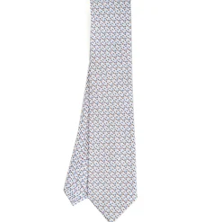 CRAVATTA SARTORIALE CLASSICA IN SETA BIANCO Microfantasia fiore