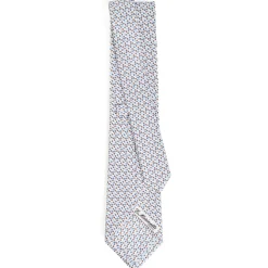 CRAVATTA SARTORIALE CLASSICA IN SETA BIANCO Microfantasia fiore