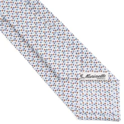 CRAVATTA SARTORIALE CLASSICA IN SETA BIANCO Microfantasia fiore