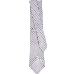 CRAVATTA SARTORIALE CLASSICA IN SETA GRIGIO CHIARO Microfantasia fiore