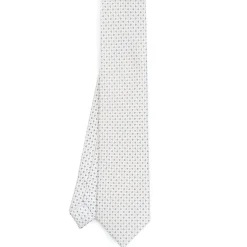 CRAVATTA SARTORIALE CLASSICA IN SETA BIANCA Microfantasia fiore