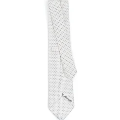 CRAVATTA SARTORIALE CLASSICA IN SETA BIANCA Microfantasia fiore