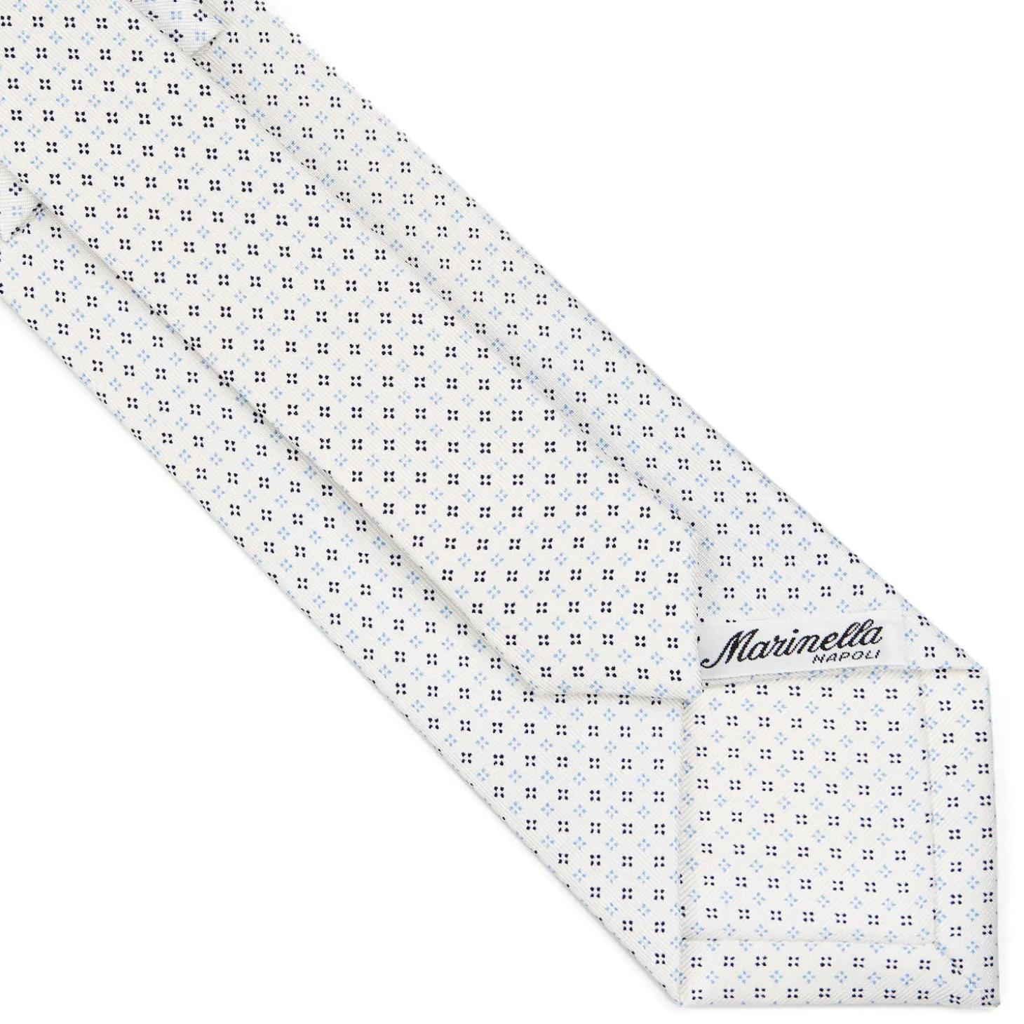 CRAVATTA SARTORIALE CLASSICA IN SETA BIANCA Microfantasia fiore