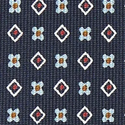 CRAVATTA SARTORIALE CLASSICA IN SETA BLU SCURO Microfantasia fiore