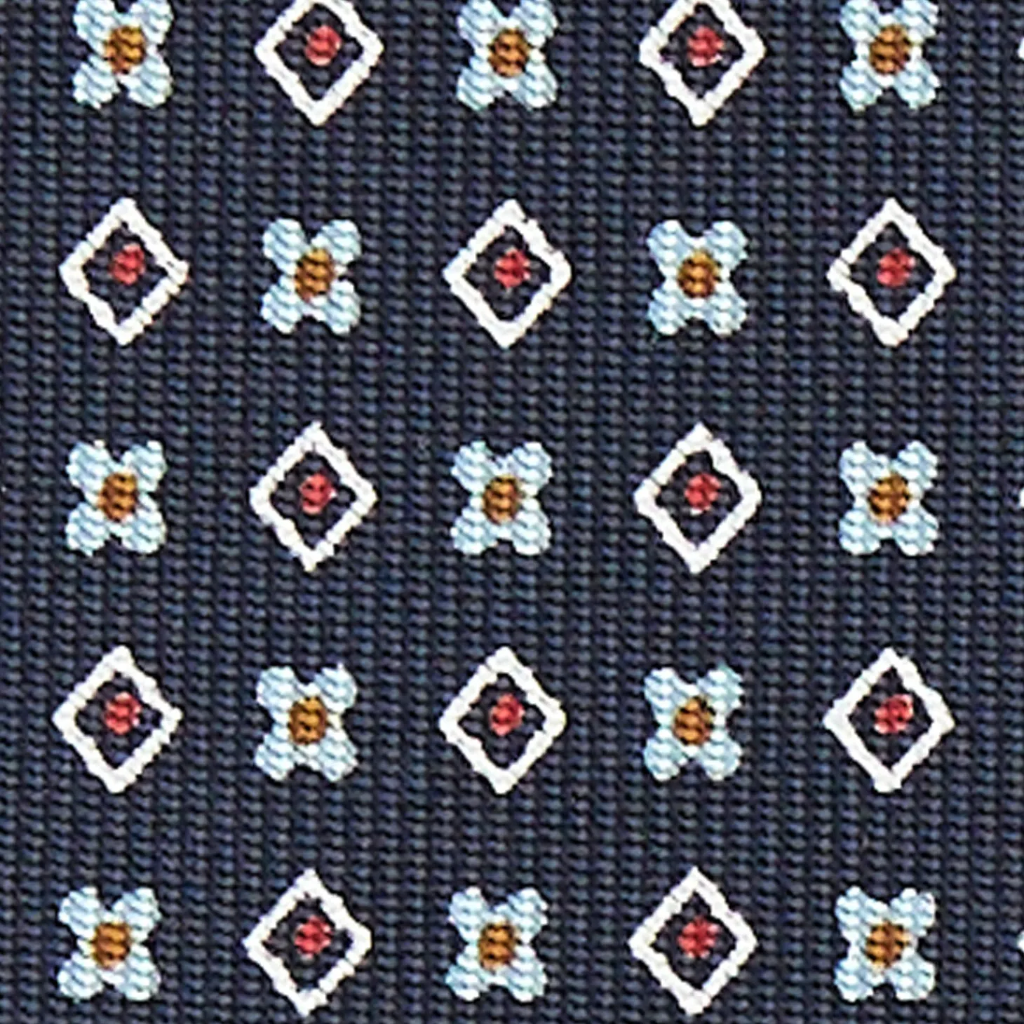 CRAVATTA SARTORIALE CLASSICA IN SETA BLU SCURO Microfantasia fiore