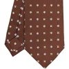 CRAVATTA SARTORIALE CLASSICA IN SETA MARRONE SCURO Microfantasia fiore