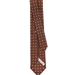 CRAVATTA SARTORIALE CLASSICA IN SETA MARRONE SCURO Microfantasia fiore