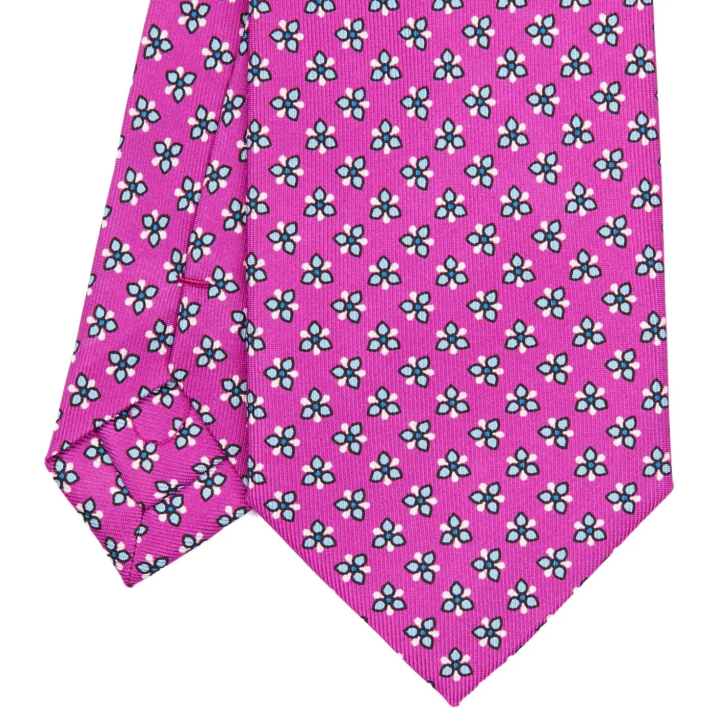 CRAVATTA SARTORIALE CLASSICA IN SETA FUCSIA Microfantasia fiore