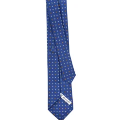CRAVATTA SARTORIALE CLASSICA IN SETA BLU Microfantasia fiore
