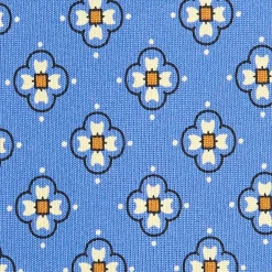 CRAVATTA SARTORIALE CLASSICA IN SETA AZZURRO POLVERE Microfantasia fiore
