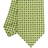 CRAVATTA SARTORIALE CLASSICA IN SETA VERDE CHIARO Microfantasia fiore