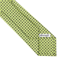 CRAVATTA SARTORIALE CLASSICA IN SETA VERDE CHIARO Microfantasia fiore