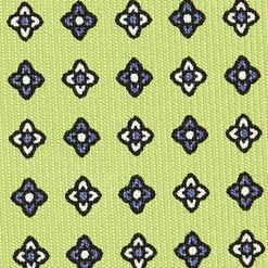 CRAVATTA SARTORIALE CLASSICA IN SETA VERDE CHIARO Microfantasia fiore