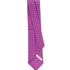 CRAVATTA SARTORIALE CLASSICA IN SETA FUCSIA Microfantasia fiore