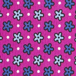 CRAVATTA SARTORIALE CLASSICA IN SETA FUCSIA Microfantasia fiore