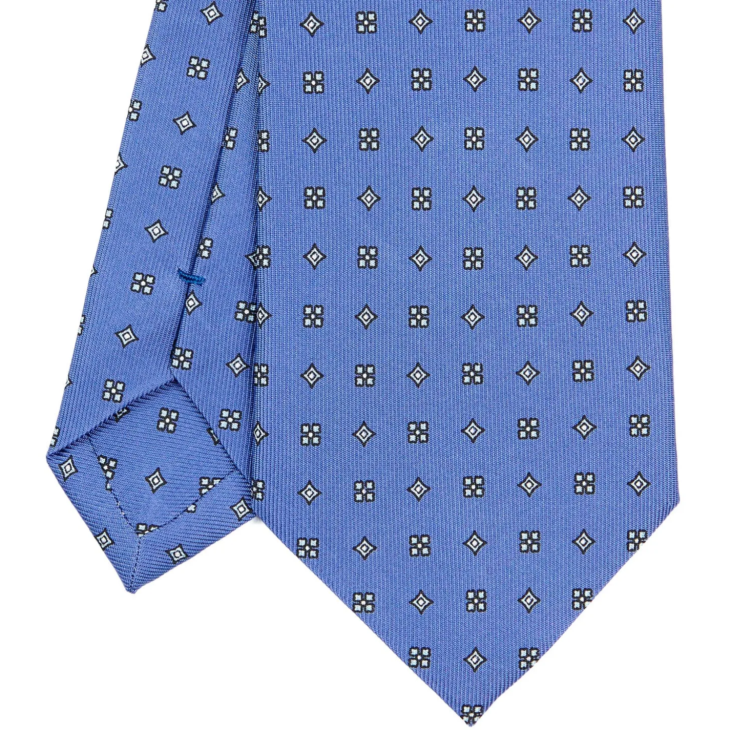 CRAVATTA SARTORIALE CLASSICA IN SETA AZZURRO POLVERE Microfantasia fiore