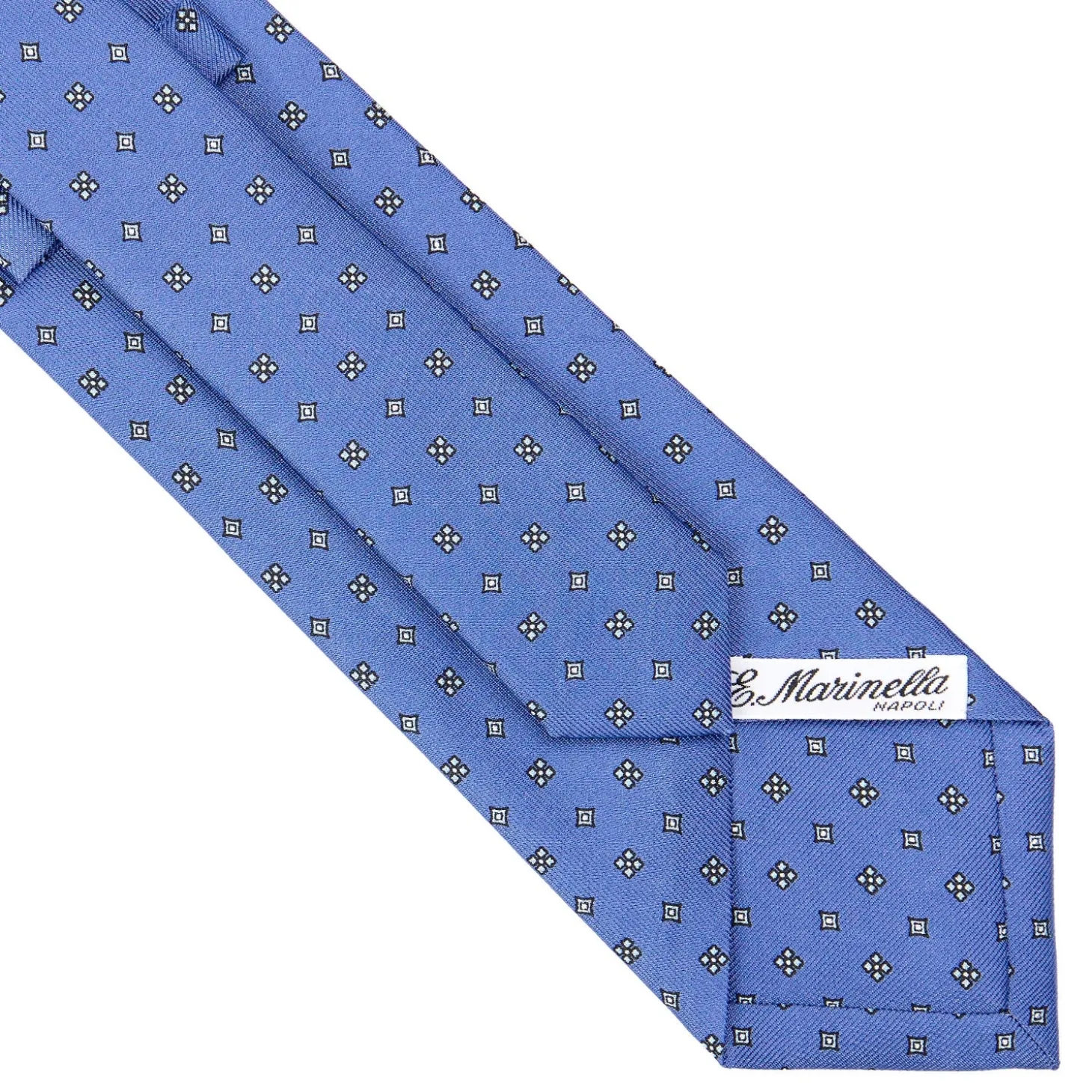 CRAVATTA SARTORIALE CLASSICA IN SETA AZZURRO POLVERE Microfantasia fiore