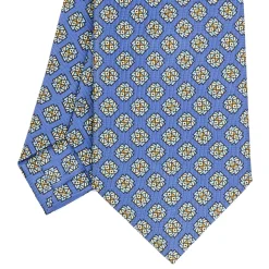 CRAVATTA SARTORIALE CLASSICA IN SETA AZZURRO POLVERE Microfantasia fiore