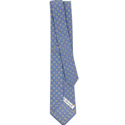 CRAVATTA SARTORIALE CLASSICA IN SETA AZZURRO POLVERE Microfantasia fiore