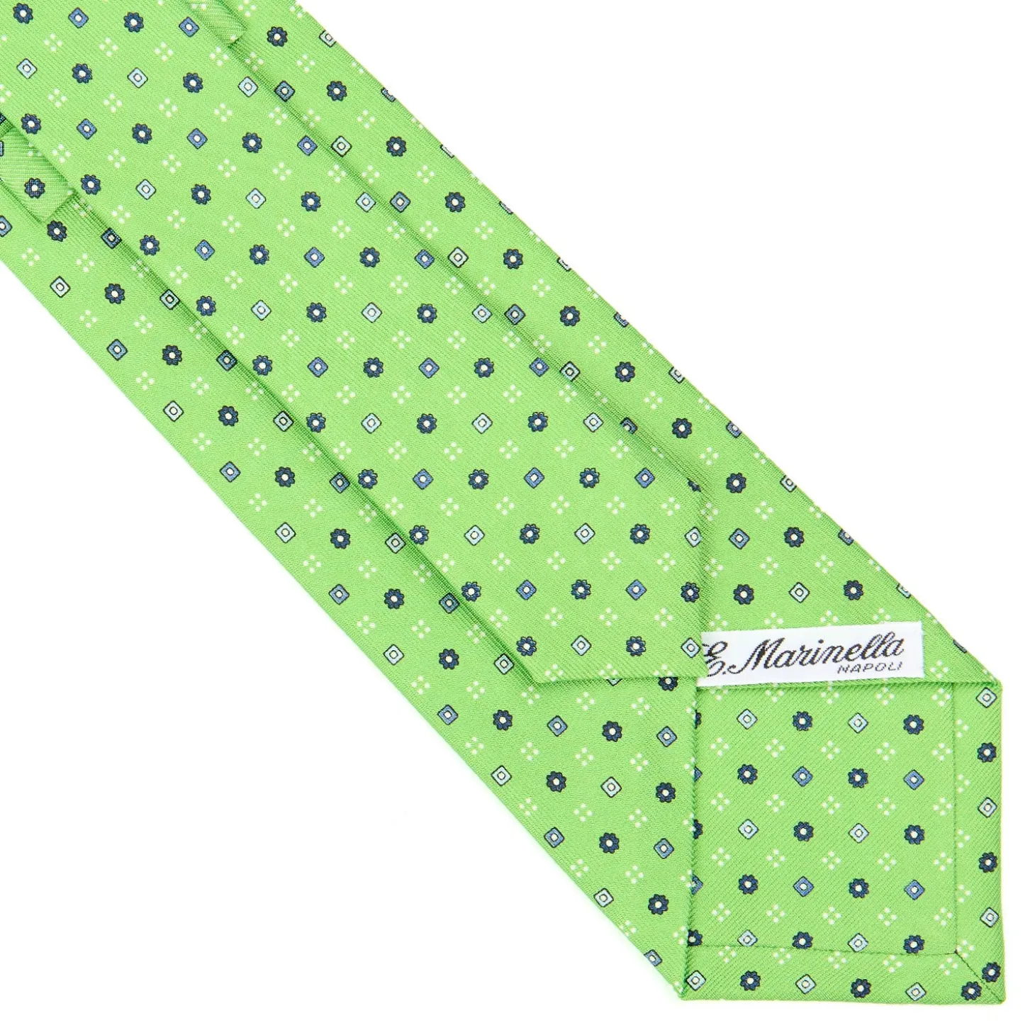 CRAVATTA SARTORIALE CLASSICA IN SETA VERDE CHIARO Microfantasia fiore