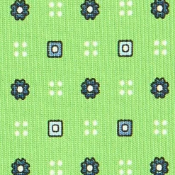 CRAVATTA SARTORIALE CLASSICA IN SETA VERDE CHIARO Microfantasia fiore