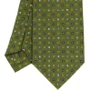 CRAVATTA SARTORIALE CLASSICA IN SETA VERDE OLIVA Microfantasia fiore