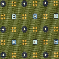 CRAVATTA SARTORIALE CLASSICA IN SETA VERDE OLIVA Microfantasia fiore