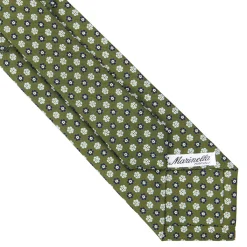 CRAVATTA SARTORIALE CLASSICA IN SETA VERDE OLIVA Microfantasia fiore
