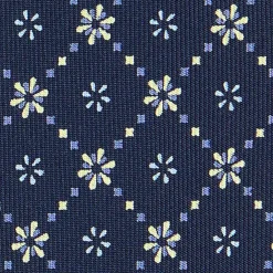 CRAVATTA SARTORIALE CLASSICA IN SETA BLU SCURO Microfantasia fiore