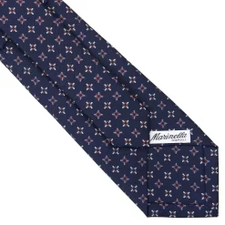 CRAVATTA SARTORIALE CLASSICA IN SETA BLU SCURO Microfantasia fiore