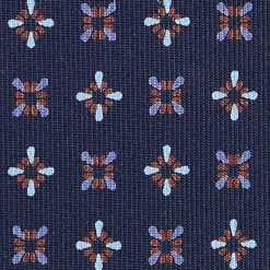 CRAVATTA SARTORIALE CLASSICA IN SETA BLU SCURO Microfantasia fiore