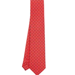 CRAVATTA SARTORIALE CLASSICA IN SETA ROSSA Microfantasia fiore