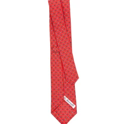 CRAVATTA SARTORIALE CLASSICA IN SETA ROSSA Microfantasia fiore