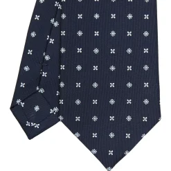 CRAVATTA SARTORIALE CLASSICA IN SETA BLU SCURO Microfantasia fiore