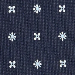 CRAVATTA SARTORIALE CLASSICA IN SETA BLU SCURO Microfantasia fiore