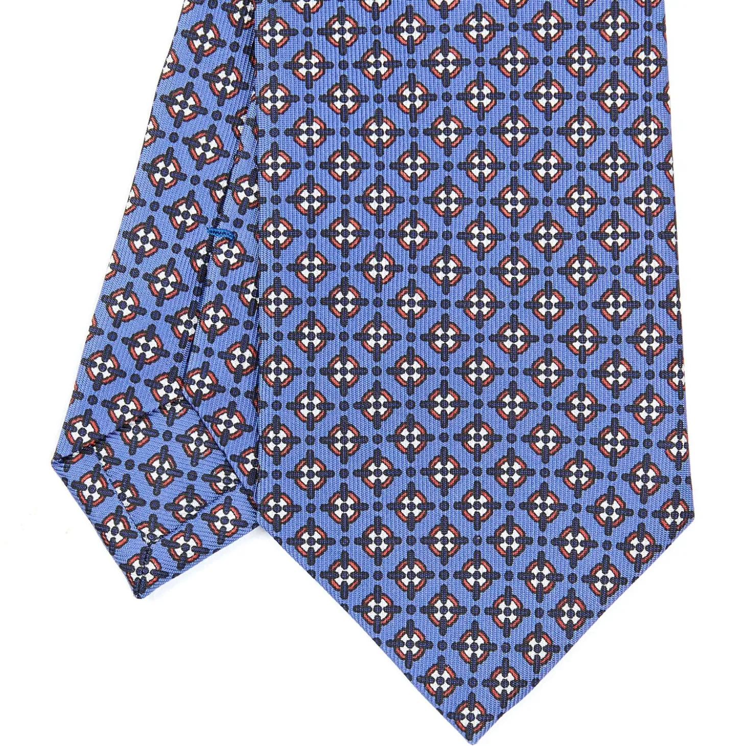 CRAVATTA SARTORIALE CLASSICA IN SETA AZZURRO POLVERE Microfantasia fiore