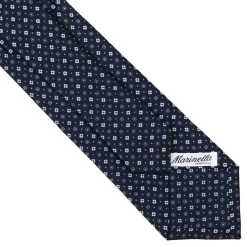 CRAVATTA SARTORIALE CLASSICA IN SETA BLU SCURO Microfantasia fiore