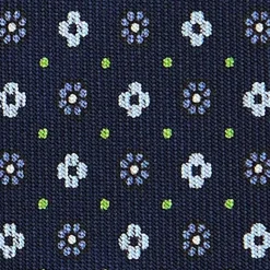 CRAVATTA SARTORIALE CLASSICA IN SETA BLU SCURO Microfantasia fiore