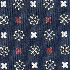 CRAVATTA SARTORIALE CLASSICA IN SETA BLU SCURO Microfantasia fiore