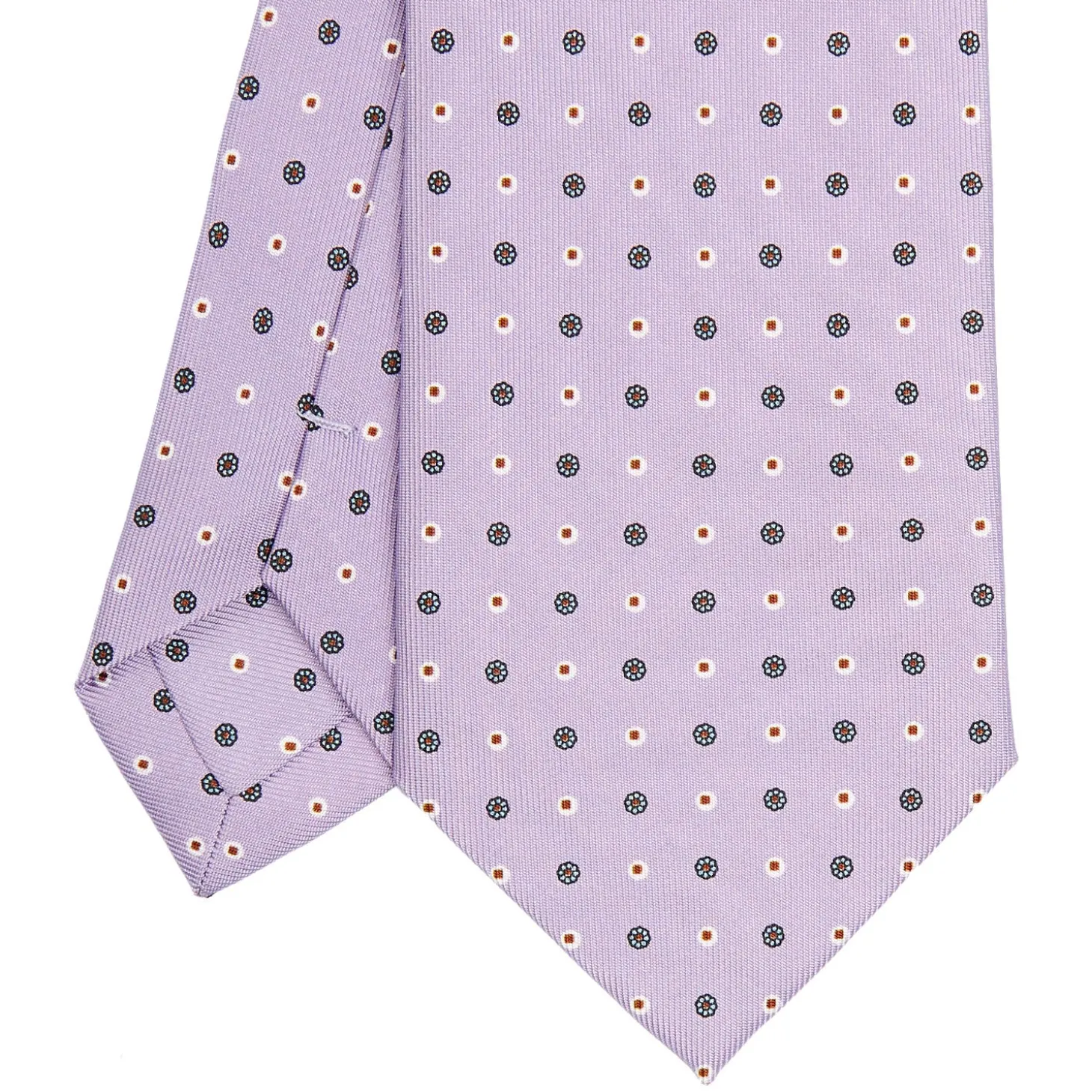 CRAVATTA SARTORIALE CLASSICA IN SETA LILLA Microfantasia fiore