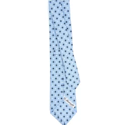 CRAVATTA SARTORIALE CLASSICA IN SETA AZZURRA Microfantasia fiore