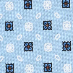 CRAVATTA SARTORIALE CLASSICA IN SETA AZZURRA Microfantasia fiore