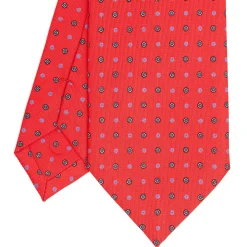 CRAVATTA SARTORIALE CLASSICA IN SETA ROSSO Microfantasia fiore