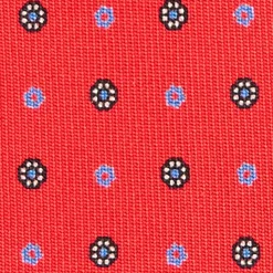CRAVATTA SARTORIALE CLASSICA IN SETA ROSSO Microfantasia fiore