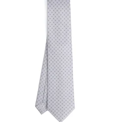 CRAVATTA SARTORIALE CLASSICA IN SETA GRIGIO CHIARO Microfantasia fiore