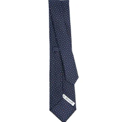 CRAVATTA SARTORIALE CLASSICA IN SETA BLU SCURO Microfantasia fiore