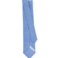 CRAVATTA SARTORIALE CLASSICA IN SETA AZZURRO POLVERE Microfantasia fiore