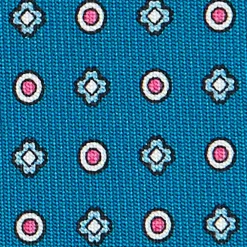 CRAVATTA SARTORIALE CLASSICA IN SETA BLU MEDIO Microfantasia fiore