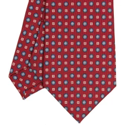 CRAVATTA SARTORIALE CLASSICA IN SETA BORDEAUX Microfantasia fiore